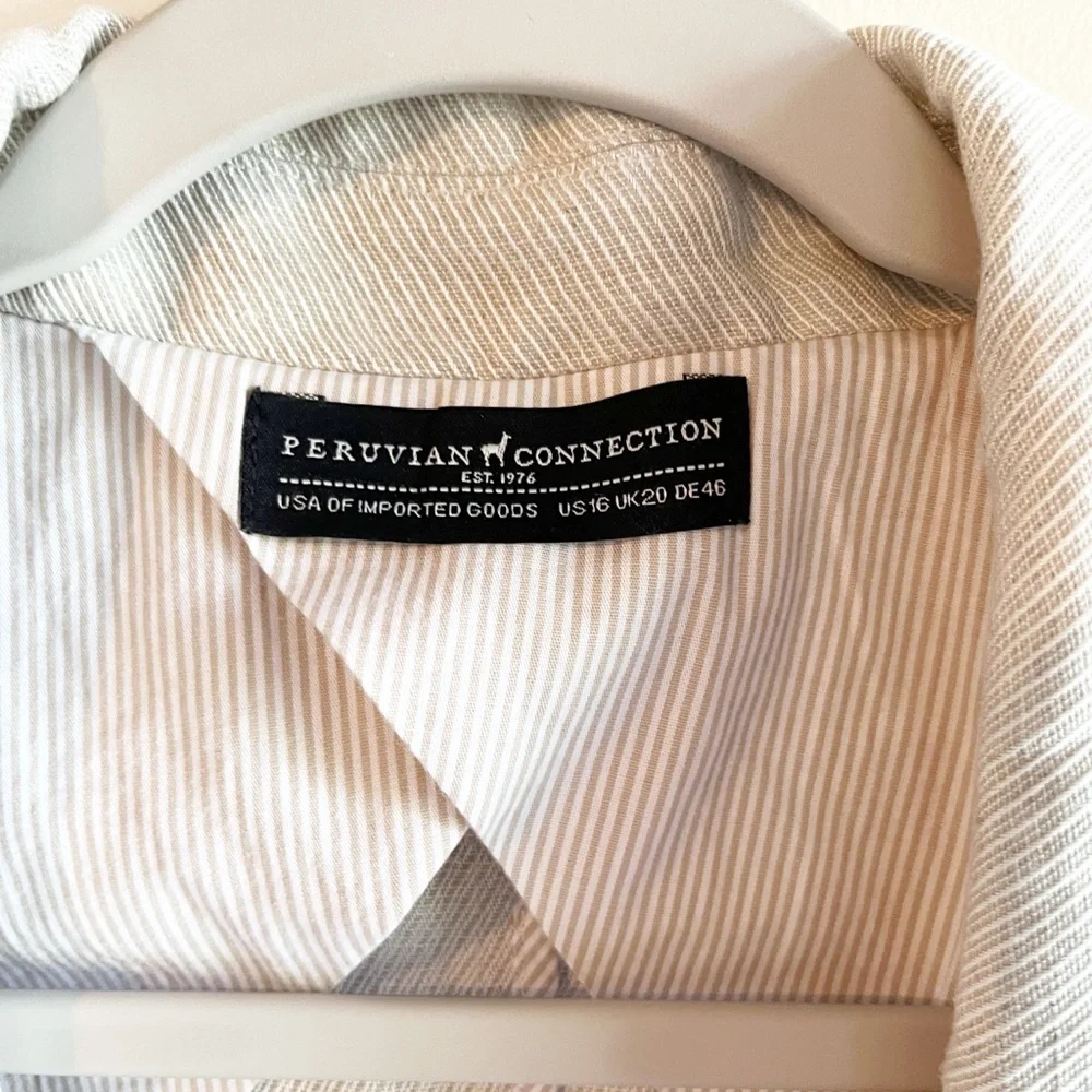 Like New Peruvian Connection Belda Linen Blend Blazer Sz 14 - Picture 7 of 8